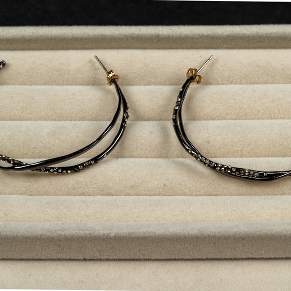 Alexis Bittar Half Hoop Crystal Encrusted Earrings - Picture 4 of 5